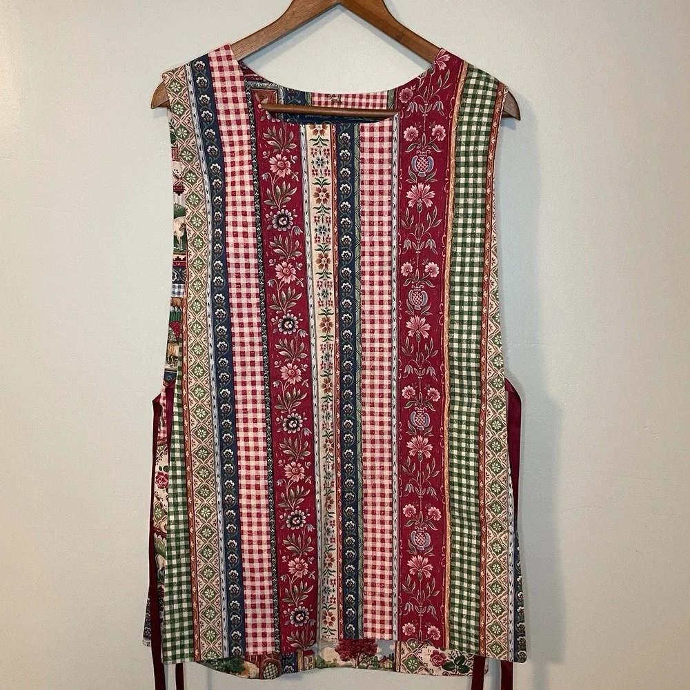 Handmade Reversible Cobbler Apron Farm Themed Homestead Trad‎ Wife